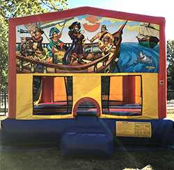 15'x15' bounce house with a basketball hoop inside